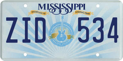 MS license plate ZID534