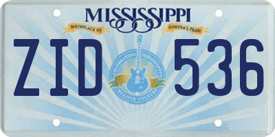 MS license plate ZID536