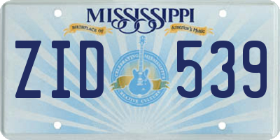 MS license plate ZID539