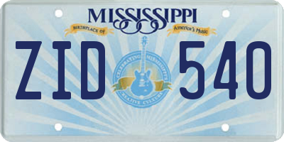 MS license plate ZID540