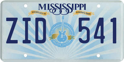 MS license plate ZID541