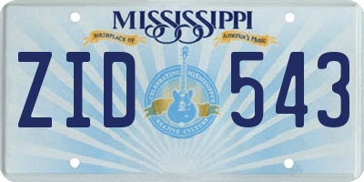 MS license plate ZID543