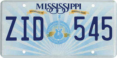 MS license plate ZID545