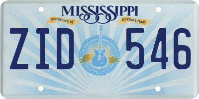 MS license plate ZID546
