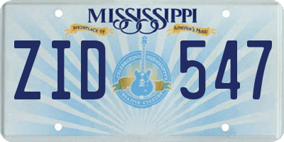 MS license plate ZID547