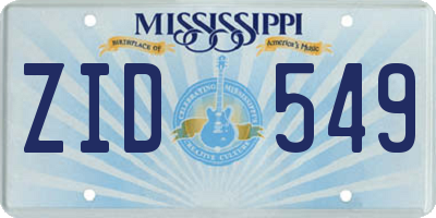 MS license plate ZID549