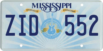 MS license plate ZID552