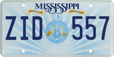 MS license plate ZID557