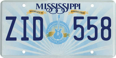 MS license plate ZID558