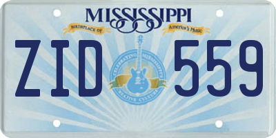 MS license plate ZID559