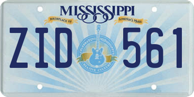 MS license plate ZID561