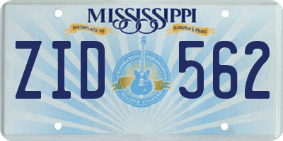 MS license plate ZID562