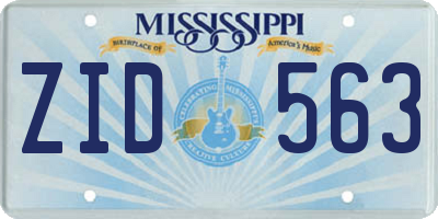 MS license plate ZID563