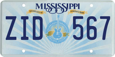 MS license plate ZID567