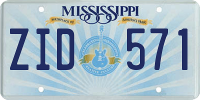 MS license plate ZID571