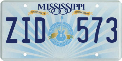 MS license plate ZID573