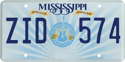 MS license plate ZID574