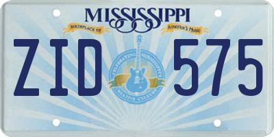 MS license plate ZID575