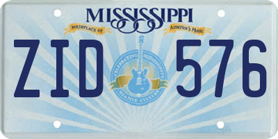 MS license plate ZID576
