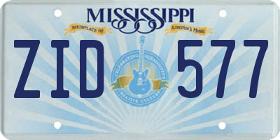MS license plate ZID577