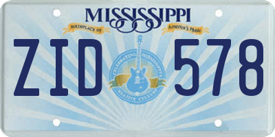 MS license plate ZID578