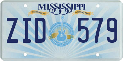 MS license plate ZID579