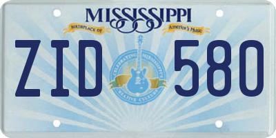 MS license plate ZID580