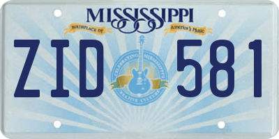 MS license plate ZID581
