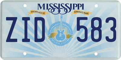 MS license plate ZID583