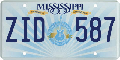 MS license plate ZID587