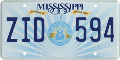 MS license plate ZID594