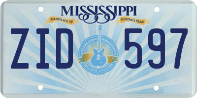 MS license plate ZID597