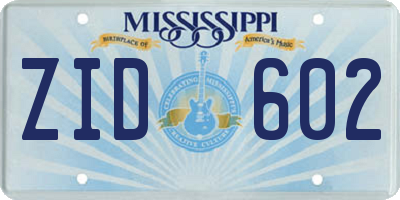 MS license plate ZID602