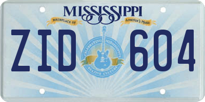 MS license plate ZID604
