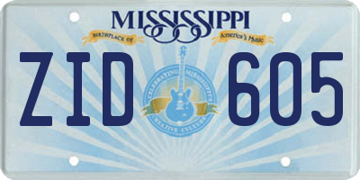 MS license plate ZID605