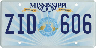 MS license plate ZID606