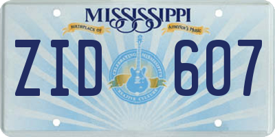 MS license plate ZID607