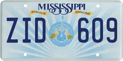 MS license plate ZID609