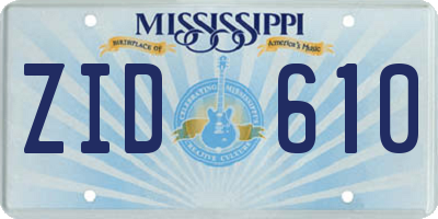 MS license plate ZID610