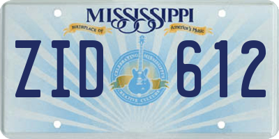 MS license plate ZID612