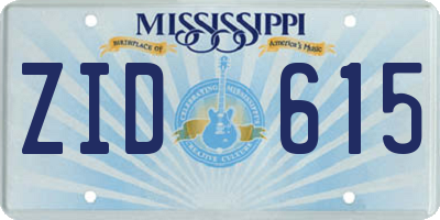 MS license plate ZID615