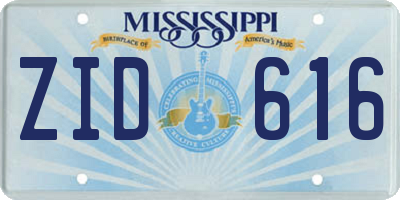 MS license plate ZID616