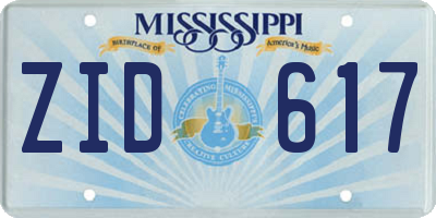 MS license plate ZID617