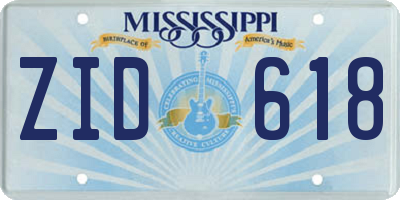 MS license plate ZID618