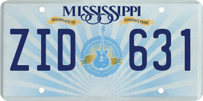 MS license plate ZID631