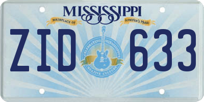 MS license plate ZID633