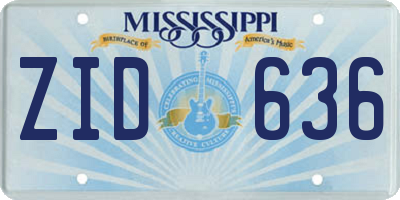 MS license plate ZID636