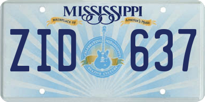 MS license plate ZID637
