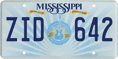 MS license plate ZID642