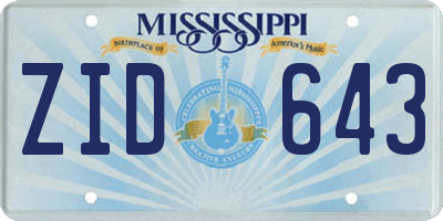 MS license plate ZID643